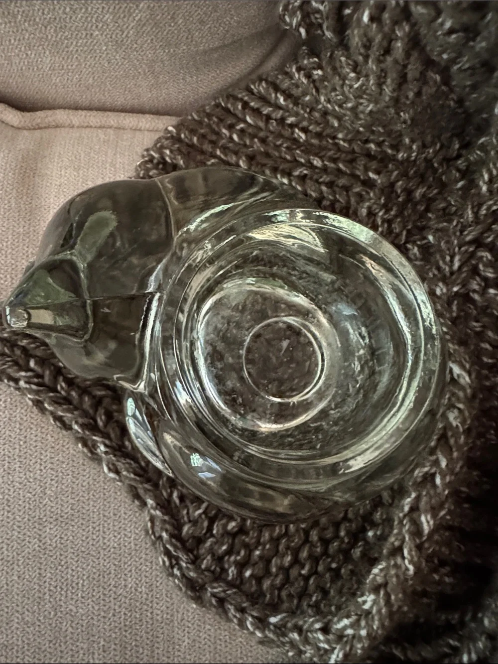 1980 Avon Crystal Glass Sleeping Cat Candle Holder Votive Tea Light